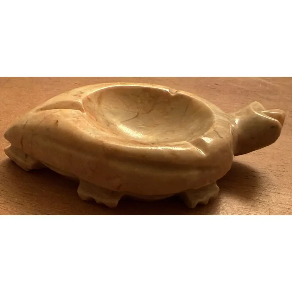 Vintage Turtle Trinket‎ Dish/ Ashtray Carved Natural Marble